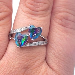 Gorgeous Multicolor Zircon Heart Fashion Ring